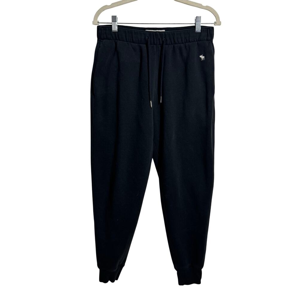 Abercrombie & Fitch Cotton Jogger Women L Black Moose Logo‎ Y2K Athleisure Sport